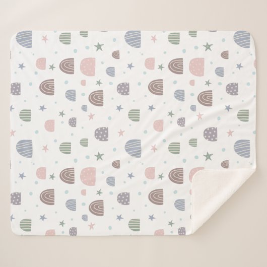 boho moderne pastelregenboogsterren sherpa deken (Voorkant (horizontaal))