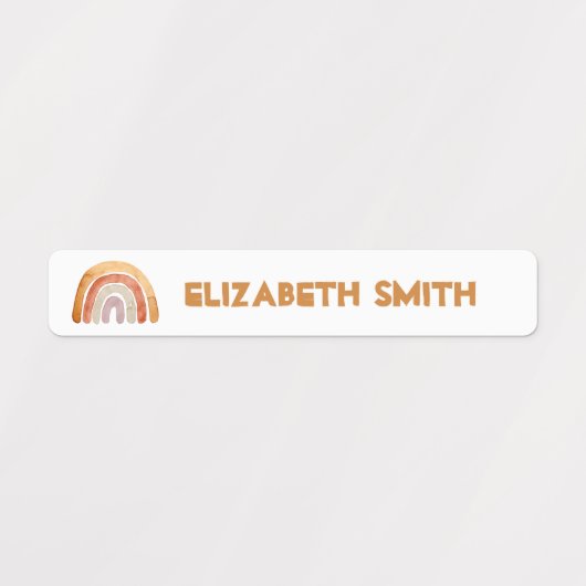 Boho Moderne Regenboog Gepersonaliseerde Naam Scho Labels (Design 1)