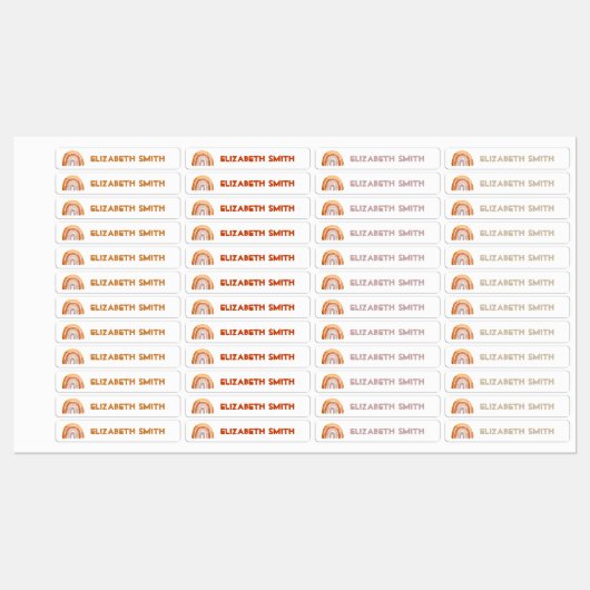 Boho Moderne Regenboog Gepersonaliseerde Naam Scho Labels (Vel)