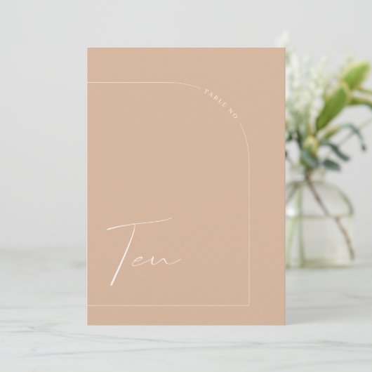 Boho Moderne Tan Arch Tabel Tien Tabel Kaart (Staand voorkant)