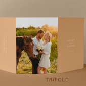 Boho moderne trouwfoto RSVP details QR-code Drieluik Uitnodiging