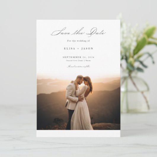 Boho Moderne Verticale Minimale Foto Sla de Datum  Kaart (Staand voorkant)