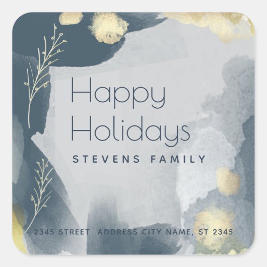 Boho Moderne Waterverf abstracte takken Vierkante Sticker (Voorkant)