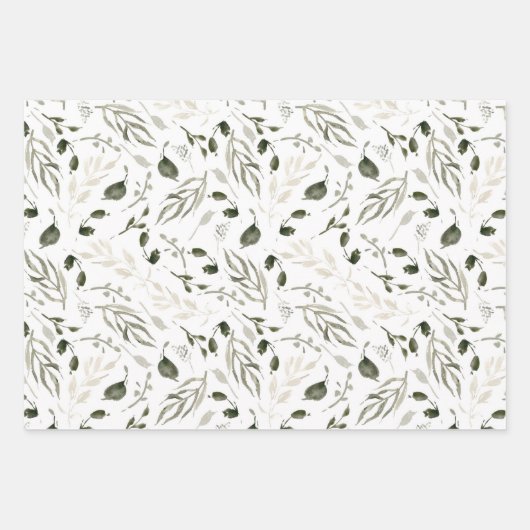Boho moderne waterverf florale inpakpapier vel (Voorkant 2)