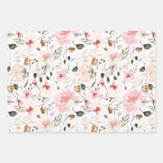 Boho moderne waterverf florale inpakpapier vel (Voorkant)