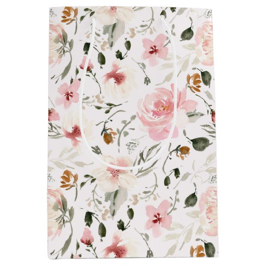 Boho moderne waterverf florale medium cadeauzakje (Voorkant)