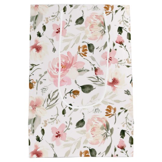 Boho moderne waterverf florale medium cadeauzakje (Achterkant)