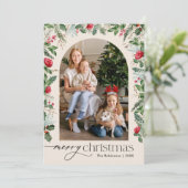 Boho moderne Waterverf gebladerte boog kerst Feestdagenkaart (Staand voorkant)