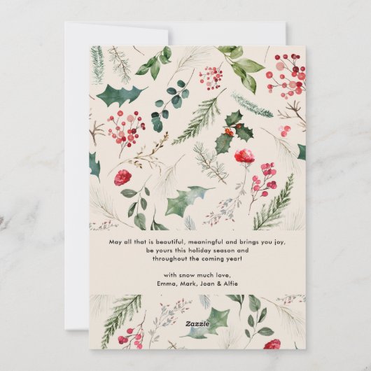 Boho moderne Waterverf gebladerte boog kerst Feestdagenkaart (Achterkant)