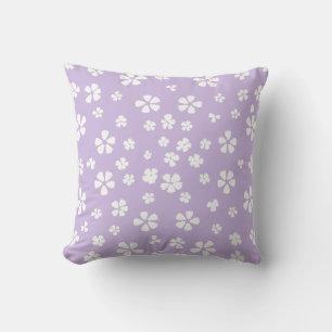 Boho moderne witte wilde bloem licht paarse lavend kussen