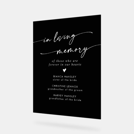 Boho moderne zwarte bruiloft in liefdevolle herinn acryl bord (Hoek)