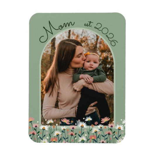 Boho Moeder Gevestigd Saliegroen Aangepaste Foto Magneet (Verticaal)