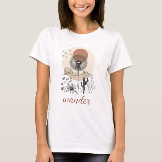 Boho Moeder Shirt Mama Zwerven Woestijn Wilde Bloe (Voorkant)