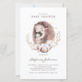 Boho Mom and Baby Hedgehog Baby shower Invitation (Voorkant)