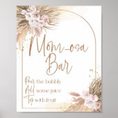 Boho Momosa Bar Pampas Grass Baby shower Sign Poster (Voorkant)