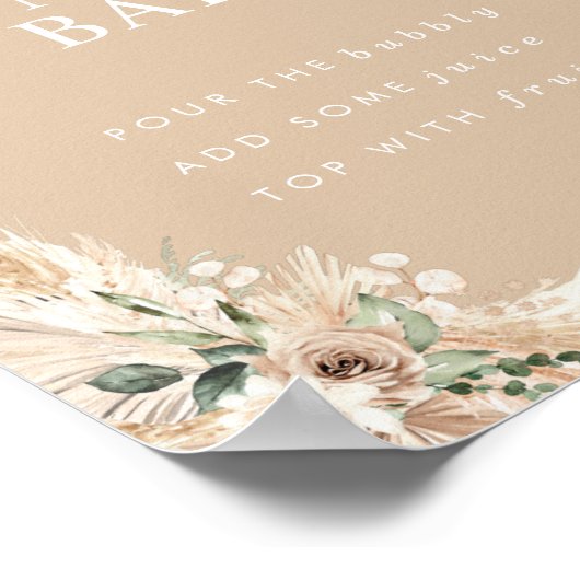 Boho Momosa Beige Pampas Grass Bar Poster (Hoek)