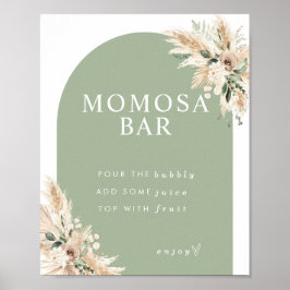 Boho Momosa Pampas Grass Bar Poster