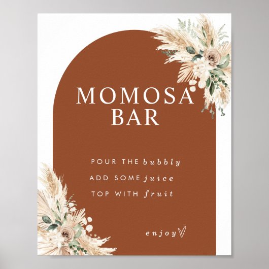 Boho Momosa Terracotta Pampas Grass Bar Poster (Voorkant)