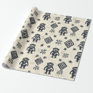 Boho Monkey Jungle Safari Patroon (2) Cadeaupapier