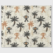 Boho Monkey Jungle Safari Patroon Cadeaupapier (Vlak)
