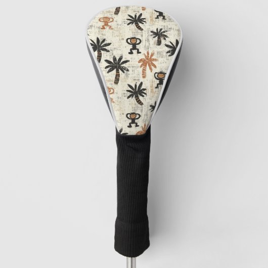Boho Monkey Jungle Safari Patroon Golfheadcover (Voorkant)