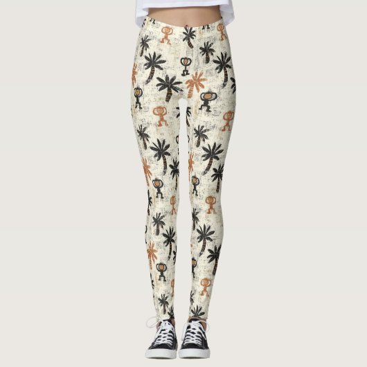 Boho Monkey Jungle Safari Patroon Leggings (Voorkant)