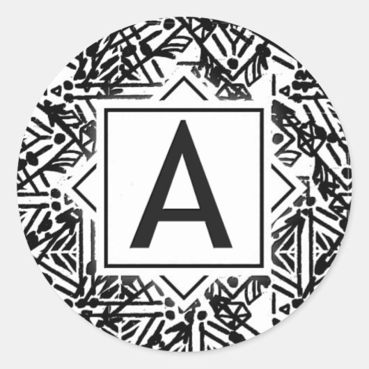 Boho Monogram A Ronde Sticker (Voorkant)