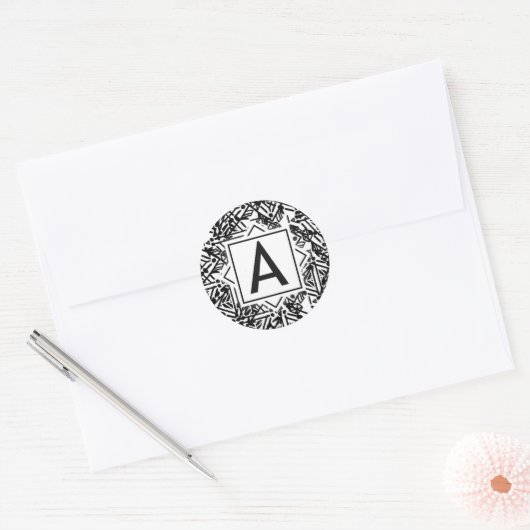 Boho Monogram A Ronde Sticker (Envelop)