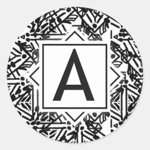 Boho Monogram A Ronde Sticker