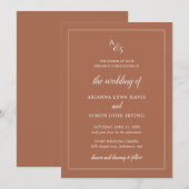 Boho Monogram Burnt Oranje Rust Terracotta Wedding Kaart (Voorkant / Achterkant)