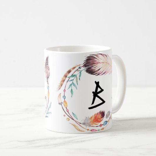  Boho Monogram Coffee Mok (Voorkant rechts)