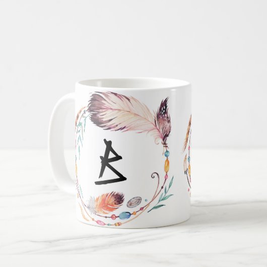  Boho Monogram Coffee Mok (Voorkant links)