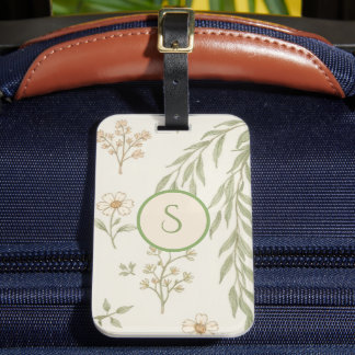 Boho Monogram Cottagecore Cadeau Bagagelabel