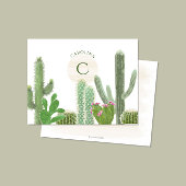 Boho Monogram Desert Cacti Waterverf Floral Notitiekaartje