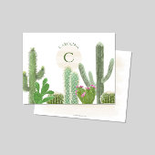 Boho Monogram Desert Cacti Waterverf Floral Notitiekaartje