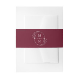 Boho Monogram Elegant Burgundy Wedding Uitnodigingen Wikkel