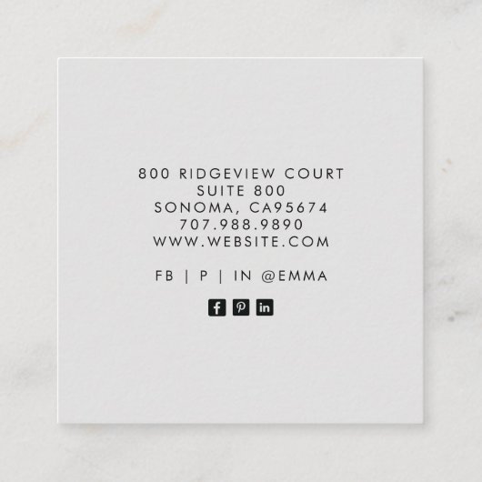 Boho Monogram Floral Leaf Visitekaartje (Achterkant)