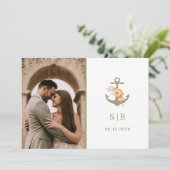 Boho Monogram Huwelijksfoto Bedankt (Staand voorkant)