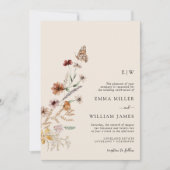 Boho Monogram Huwelijksuitnodiging Kaart (Voorkant)
