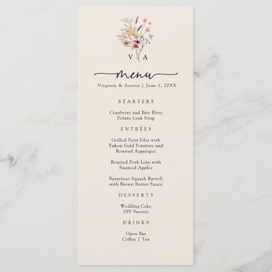 Boho Monogram Menu's (Voorkant)