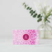 BOHO MONOGRAM modern mandala motief roze sinaasapp Visitekaartje (Staand voorkant)