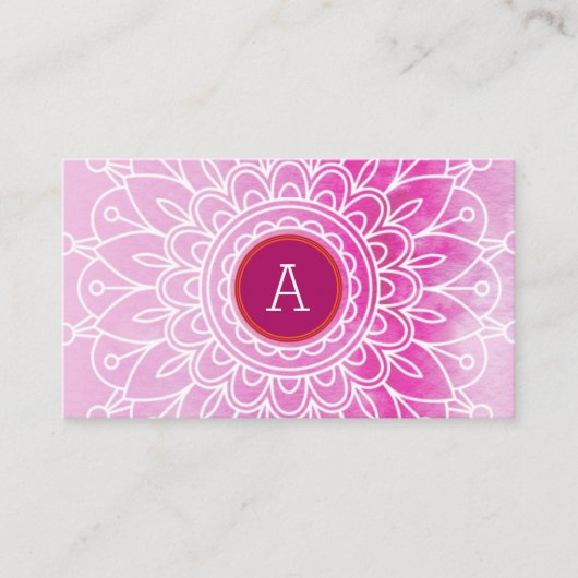 BOHO MONOGRAM modern mandala motief roze sinaasapp Visitekaartje (Voorkant)