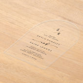 Boho Monogram Modern Uniek Clear Acryl Huwelijk Acryl Uitnodigingen (Laagn)