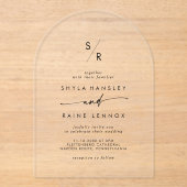 Boho Monogram Modern Uniek Clear Acryl Huwelijk Acryl Uitnodigingen (Voorkant)