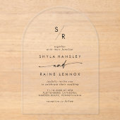 Boho Monogram Modern Uniek Clear Acryl Huwelijk Uitnodigingen (Voorkant)