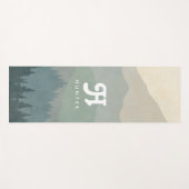 Boho Monogram Mountains & Forest Blue Yogamat (Voorkant (horizontaal))