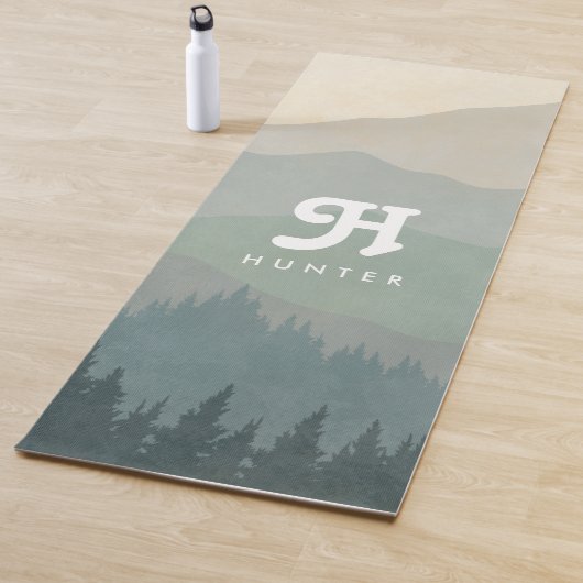 Boho Monogram Mountains & Forest Blue Yogamat (In situ)