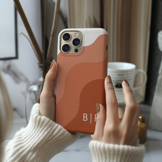 Boho-monogram terracotta-Initiaal iPhone 15 Pro Case