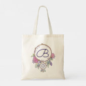 Boho Monogram Waterverf Dreamweaver Canvas tas (Achterkant)
