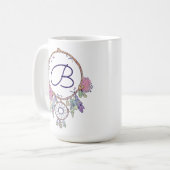 Boho Monogram Waterverf Drocatcher Coffee Mok (Voorkant links)